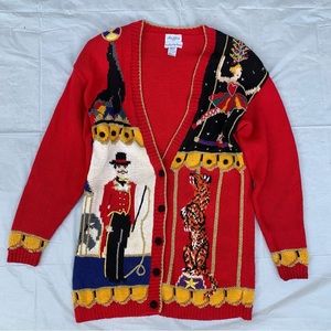 Vintage Raffia Hand Knit Carnival Beaded Gold Sweater Cardigan